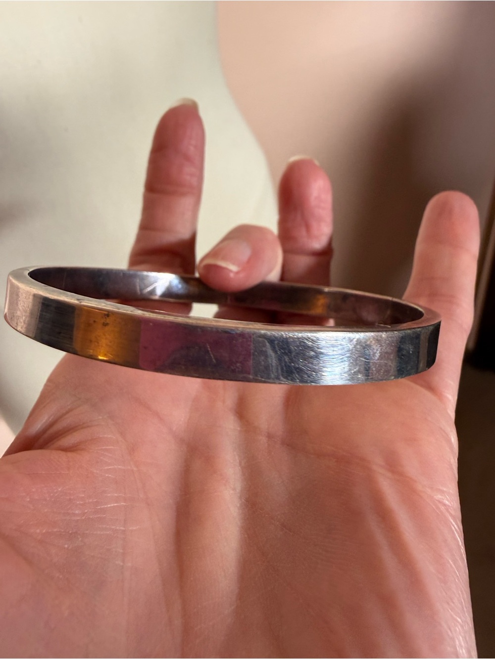 Vintage sterling silver minimalist hinged bangle bracelet